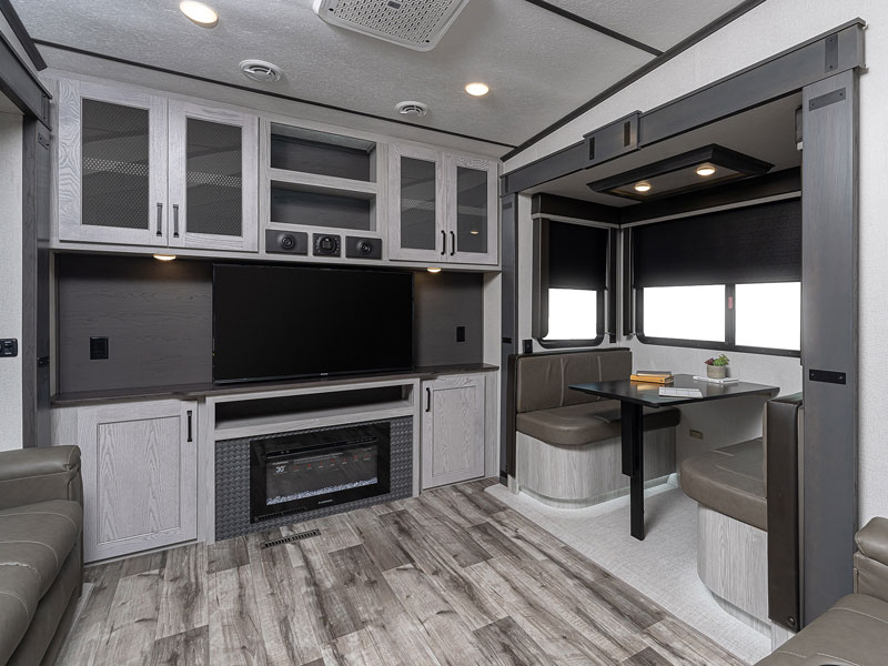 New Keystone RV Hideout interior dining room and livingroom